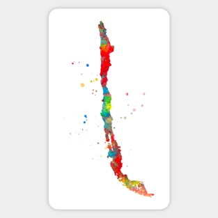 Chile Map Watercolor Painting Sticker